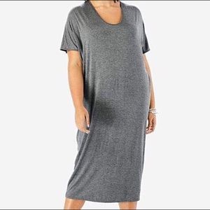 Dress-Kaftan, Drape/Dolman Sleeves Grey